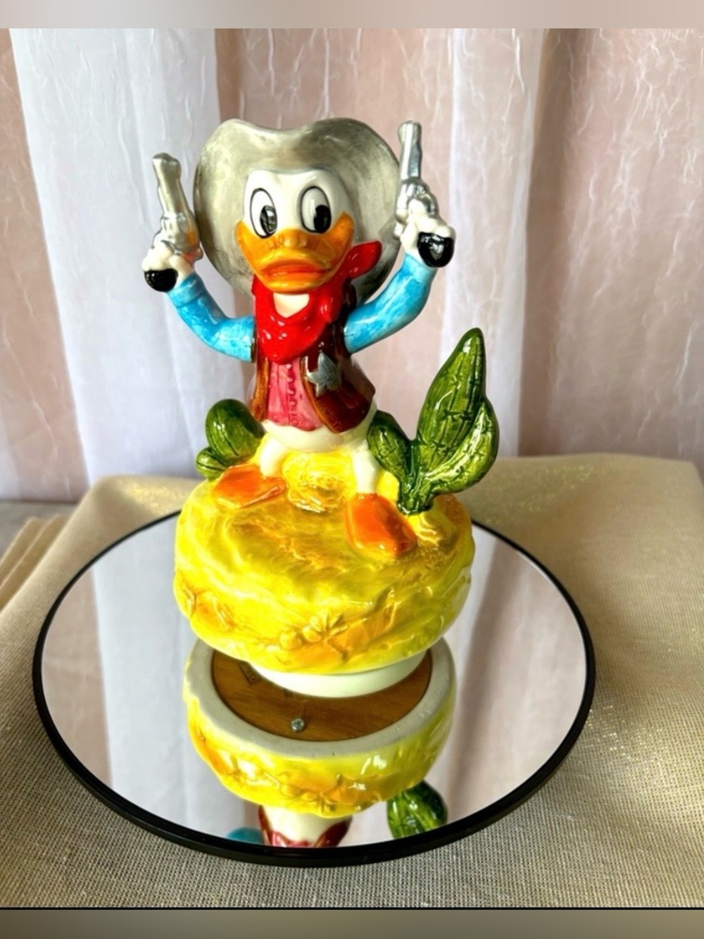 Schmid Vintage Disney Collection Music Box Featuring Donald Duck as The Gambler